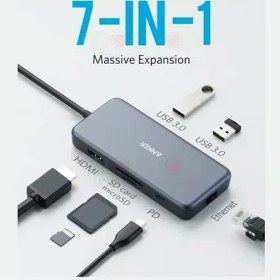 تصویر هاب ۷ پورت انکر مدل Anker Premium A8352 با کابل USB-C 