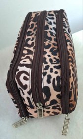 تصویر جامدادی پلنگی سه زیپ قهوه ای 