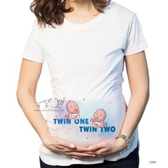 تصویر تیشرت طرح بارداری دوقلو مدل T393 