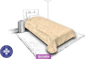 تصویر پتو دو نفره گلبافت کرم روشن تک رنگ گل برجسته کد 40 