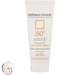 تصویر کرم ضد آفتاب بدون رنگ درماتیپیک SPF50 مدل Anti -acne محافظ UVA ،UVB، ضد آب، ضد جوش و آکنه، مناسب پوست‌های چرب و مختلط حجم 40 میلی‌لیتر 