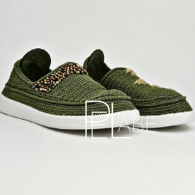 تصویر گیوه مدل مهره دوزی - سبز / giveh_zanane