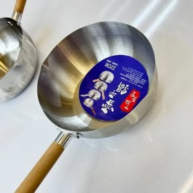 تصویر شیرجوش استیل دسته چوبی 