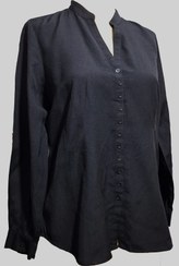 تصویر شومیز استوک سیاه ساده و دکمه دار برند DRESSBARN سایز بزرگ کد A+3۸ 