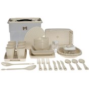 تصویر سبد پیک نیک 60 پارچه بازن مدل مسافرتی - طوسی 