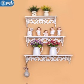 تصویر شلف دیواری طرح قلب کد 001 مجموعه 3 عددی کن مدل 400215 