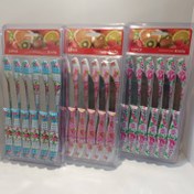 تصویر کارد و چنگال میوه خوری ۱۲ عددی گلدار 