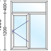 تصویر پنجره دوجداره upvc دو لنگه تک حالته با کتیبه 