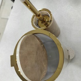 تصویر ست 7 پارچه سرویس بهداشتی هارمونی مدل روشا طرح بتن طلایی درب پدالی و بادبزنی(ارسال رایگان) 