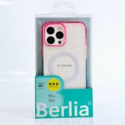 تصویر قاب شفاف ایفون Berlia طرح دو رنگ مگسیف دار - بنفش، آبی / IP 12 pro max Transparent iPhone case Berlia two-tone with MagSafe