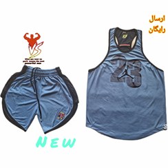 تصویر تاپ و شلوارک ورزشی مردانه مدل jordan23 آبی - x top&short blue jordan23