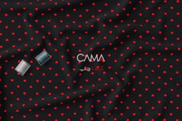 تصویر پارچه طرح قلب ریز قرمز زمینه مشکی | کد B28 