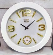 تصویر ساعت دیواری سیکو وود دو موتوره آرامگرد - سفید ا Seiko wood wall clock with two motors, Aramgard Seiko wood wall clock with two motors, Aramgard