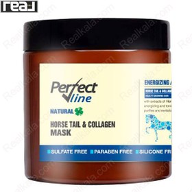 تصویر ماسک موی انرژی بخش پرفکت لاین حاوی گیاه دم اسبی و کلاژن حجم 500 میل PERFECT LINE HORSE TAIL & COLLAGEN MASK