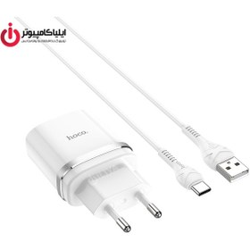 تصویر شارژر هوکو مدل C12Q اسمارت همراه با کابل تایپ سی Hoco C12Q Smart USB Charger With Type-C Cable