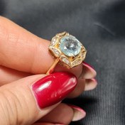 تصویر انگشتر طلا روس با سنگ طبیعی آکوامارین معدنی کد 37452 