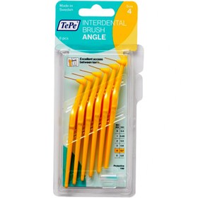 تصویر مسواك بین دندانی دسته دار زرد سایز 4 بسته 6 عددی تپه ا Tepe Original Size 4 Angle Interdental Brush Tepe Original Size 4 Angle Interdental Brush