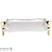 تصویر سینی مستطیل متوسط دالبر دسته طلایی Waveساده پایه دار ریور کد BG7137 