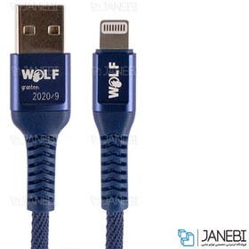 تصویر کابل شارژ و انتقال داده لایتنینگ Wolf Lightning Cable 1m 