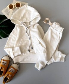 تصویر ست هودی شلوار سفید 