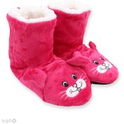 تصویر پاپوش پشمی ساقدار گوشدار کف استپدار طرح خرگوش 