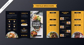 تصویر منو رستوران و فست فود A4 سه لت – Food trifold brochure template 