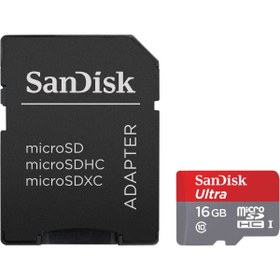 تصویر کارت حافظه microSDHC سن دیسک مدل Ultra کلاس 10 استاندارد UHS-I سرعت 80MBps ظرفیت 16 گیگابایت Sandisk Ultra UHS-I Class 10 80MBps microSDHC 16GB