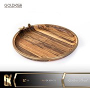 تصویر سینی گرد چوبی برنجی گلدکیش Golden Bird کد GK829472 