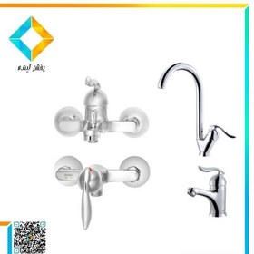 تصویر ست شیرآلات پادرا مدل گاما کروم Padra Gamma Chrome faucet set