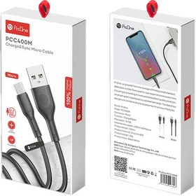 تصویر کابل USB به USB-C پرووان مدل PCC400M طول 1 متر مشکی کابل تبدیل