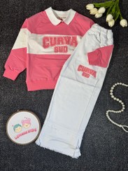 تصویر ست دورس و شلوار کتان لی دخترانه زیبا سایز ۵۰-۶۵ 