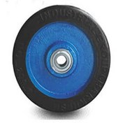 تصویر چرخ چدن آبی لاستیکی بدون پایه تک 