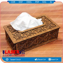 تصویر جا دستمال کاغذی طرح دار چوبی 