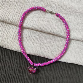 تصویر گردنبند فیمو صورتی 