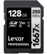 تصویر کارت حافظه 128 گیگابایتی لکسار سری نقره‌ای - Lexar 128 GB 1667x UHS-II Lexar 128 GB Professional 1667x UHS-II SDXC Memory Card