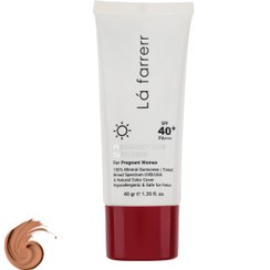 تصویر کرم ضدآفتاب لافارر رنگی مینرال دوران بارداری حجم 40 گرم La farrerr Pregnancy Safe Tinted  SPF40 Sunscreen For Pregnant Women 40gr