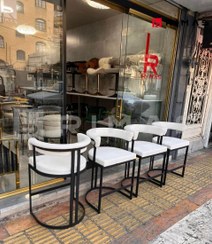 تصویر صندلی کانتر ثابت مدل کوئین پارچه مخمل 