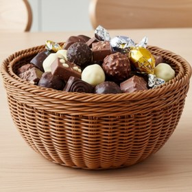 تصویر سبد گرد بافت حصیری 