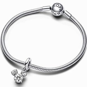 تصویر چارم آویز نگین‌دار میکی موس دیزنی پاندورا Pandora Disney Mickey Mouse Sparkling Head Silhouette Dangle Charm
