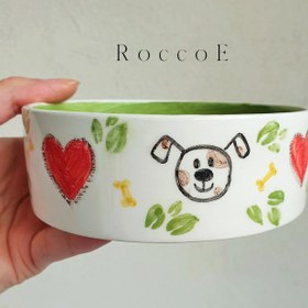 تصویر ظرف غذای سگ سرامیکی دستساز طرح هاپو Handmade ceramic dog dish desgin