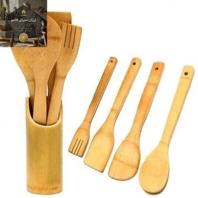 تصویر ست کفگیر و ملاقه ۵ تکه بامبو 