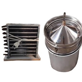 تصویر دستگاه تقطیر(عرقگیر/گلابگیر) زودپزی 40 لیتری با کندانسور(خنک کننده) برقی مسی 