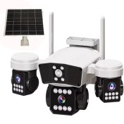 تصویر دوربین مداربسته سیم کارتی خورشیدی 3 لنز مدل اوکم پرو 