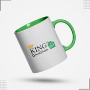 تصویر لیوان سرامیکی مدل KING of Spreadsheets کد M02 (دسته‌ داخل رنگی + زیرلیوانی) 