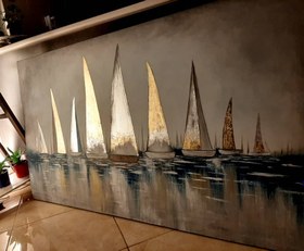 تصویر تابلو نقاشی مدرن قایق دریا کد 101449 
