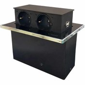 تصویر پریز کابینتی توکار مدل امگا برند ویرا الکتریک دارای دو پریز ارت دار + USB + Type C | مناسب آشپزخانه و کابینت 