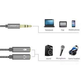 تصویر کابل 1 به 2 هدفون Earldom ET-AUX20 Earldom ET-AUX202 20cm Male 3.5 Jack to 2 Female 3.5 Jack Cable