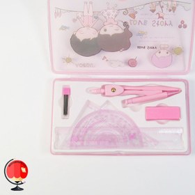 تصویر ست پرگار 7 تکه طرح دوستی رنگ صورتی آسدو Aosdu 