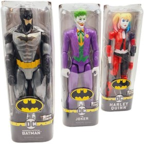 تصویر اکشن فیگور ست ۳ عددی بتمن، جوکر و هارلی کویین ارتفاع ۳۰ سانتیمتر 