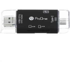 تصویر مبدل USB-C / USB / microUSB به SD / USB / TF پرووان مدل PCO03 مشکی کابل تبدیل